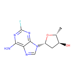 C[C@H]1O[C@@H](n2cnc3c(N)nc(F)nc32)C[C@@H]1O ZINC000013559578