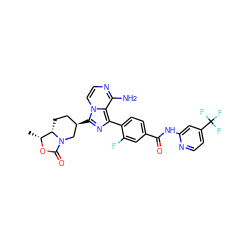 C[C@H]1OC(=O)N2C[C@H](c3nc(-c4ccc(C(=O)Nc5cc(C(F)(F)F)ccn5)cc4F)c4c(N)nccn34)CC[C@@H]12 ZINC000145445790