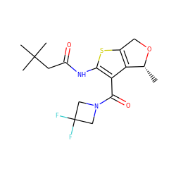 C[C@H]1OCc2sc(NC(=O)CC(C)(C)C)c(C(=O)N3CC(F)(F)C3)c21 ZINC000095562516