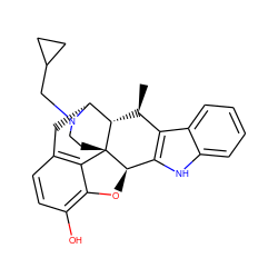 C[C@H]1c2c([nH]c3ccccc23)[C@H]2Oc3c(O)ccc4c3[C@@]23CCN(CC2CC2)[C@H](C4)[C@H]13 ZINC000028119177