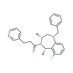 C[C@H]1c2c(F)cccc2N(Cc2ccccc2)C[C@@H](C)N1C(=O)CCc1cccnc1 ZINC001772612982