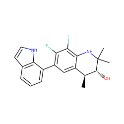 C[C@H]1c2cc(-c3cccc4cc[nH]c34)c(F)c(F)c2NC(C)(C)[C@@H]1O ZINC000066098334