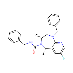 C[C@H]1c2cc(F)cnc2N(Cc2ccccc2)C[C@@H](C)N1C(=O)NCc1ccccc1 ZINC001772570131