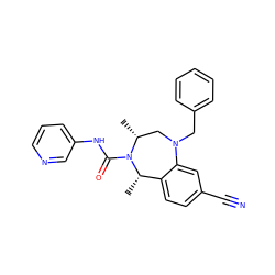 C[C@H]1c2ccc(C#N)cc2N(Cc2ccccc2)C[C@@H](C)N1C(=O)Nc1cccnc1 ZINC001772611457