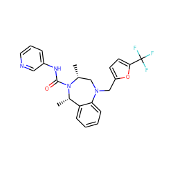 C[C@H]1c2ccccc2N(Cc2ccc(C(F)(F)F)o2)C[C@@H](C)N1C(=O)Nc1cccnc1 ZINC001772573143