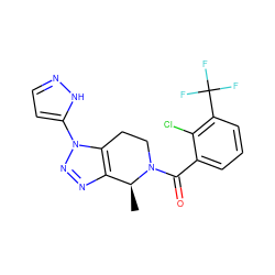 C[C@H]1c2nnn(-c3ccn[nH]3)c2CCN1C(=O)c1cccc(C(F)(F)F)c1Cl ZINC000218439692