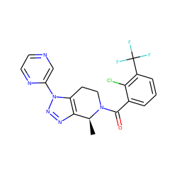 C[C@H]1c2nnn(-c3cnccn3)c2CCN1C(=O)c1cccc(C(F)(F)F)c1Cl ZINC000225992824