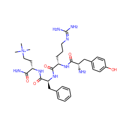 C[N+](C)(C)CC[C@H](NC(=O)[C@H](Cc1ccccc1)NC(=O)[C@H](CCCN=C(N)N)NC(=O)[C@@H](N)Cc1ccc(O)cc1)C(N)=O ZINC000026174353