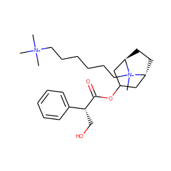 C[N+](C)(C)CCCCCC[N+]1(C)[C@@H]2CC[C@@H]1CC(OC(=O)[C@H](CO)c1ccccc1)C2 ZINC000299831428