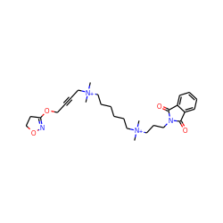 C[N+](C)(CC#CCOC1=NOCC1)CCCCCC[N+](C)(C)CCCN1C(=O)c2ccccc2C1=O ZINC000078938937