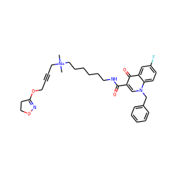 C[N+](C)(CC#CCOC1=NOCC1)CCCCCCNC(=O)c1cn(Cc2ccccc2)c2ccc(F)cc2c1=O ZINC000299844599