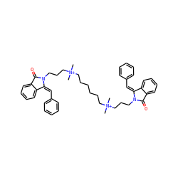 C[N+](C)(CCCCCC[N+](C)(C)CCCN1C(=O)c2ccccc2/C1=C\c1ccccc1)CCCN1C(=O)c2ccccc2/C1=C\c1ccccc1 ZINC000029207200