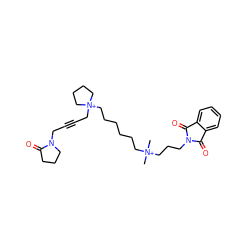 C[N+](C)(CCCCCC[N+]1(CC#CCN2CCCC2=O)CCCC1)CCCN1C(=O)c2ccccc2C1=O ZINC000013679127