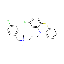 C[N+](C)(CCCN1c2ccccc2Sc2ccc(Cl)cc21)Cc1ccc(Cl)cc1 ZINC000013812775