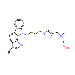 C[N+](C)(CCO)Cc1cn(CCCCn2c3ccccc3c3ccc4c(C=O)c[nH]c4c32)nn1 ZINC000073278488