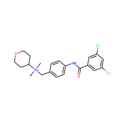 C[N+](C)(Cc1ccc(NC(=O)c2cc(Cl)cc(Cl)c2)cc1)C1CCOCC1 ZINC000034804435