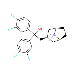 C[N+]1(C)[C@H]2CC[C@@H]1C[C@H](CC(O)(c1ccc(F)c(F)c1)c1ccc(F)c(F)c1)C2 ZINC000103234816