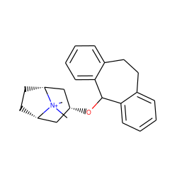 C[N+]1(C)[C@H]2CC[C@@H]1C[C@H](OC1c3ccccc3CCc3ccccc31)C2 ZINC000100055601