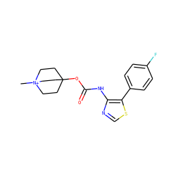 C[N+]12CCC(OC(=O)Nc3ncsc3-c3ccc(F)cc3)(CC1)CC2 ZINC000169331625