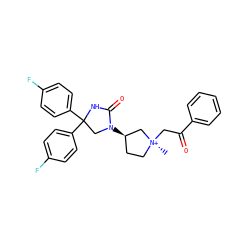 C[N@+]1(CC(=O)c2ccccc2)CC[C@@H](N2CC(c3ccc(F)cc3)(c3ccc(F)cc3)NC2=O)C1 ZINC000253694569