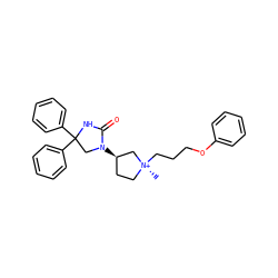 C[N@+]1(CCCOc2ccccc2)CC[C@@H](N2CC(c3ccccc3)(c3ccccc3)NC2=O)C1 ZINC000261116509