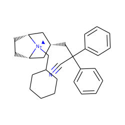 C[N@@+]1(CC2CCCCC2)[C@H]2CC[C@@H]1C[C@H](CC(C#N)(c1ccccc1)c1ccccc1)C2 ZINC000299845634