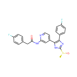 C[S@+]([O-])c1nc(-c2ccc(F)cc2)c(-c2ccnc(NC(=O)Cc3ccc(F)cc3)c2)[nH]1 ZINC000071297011