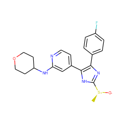 C[S@+]([O-])c1nc(-c2ccc(F)cc2)c(-c2ccnc(NC3CCOCC3)c2)[nH]1 ZINC000071317526