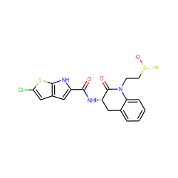 C[S@@+]([O-])CCN1C(=O)[C@@H](NC(=O)c2cc3cc(Cl)sc3[nH]2)Cc2ccccc21 ZINC000028818222