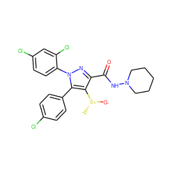 C[S@@+]([O-])c1c(C(=O)NN2CCCCC2)nn(-c2ccc(Cl)cc2Cl)c1-c1ccc(Cl)cc1 ZINC000049114444