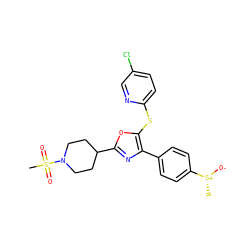 C[S@@+]([O-])c1ccc(-c2nc(C3CCN(S(C)(=O)=O)CC3)oc2Sc2ccc(Cl)cn2)cc1 ZINC000199810063