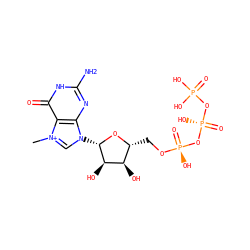 C[n+]1cn([C@@H]2O[C@H](CO[P@@](=O)(O)O[P@@](=O)(O)OP(=O)(O)O)[C@@H](O)[C@H]2O)c2nc(N)[nH]c(=O)c21 ZINC000015601432