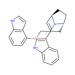 C1=C(c2c[nH]c3ccccc23)C[C@H]2CC[C@H]1N2CCOc1cccc2[nH]ccc12 ZINC000101019767