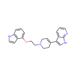 C1=C(c2c[nH]c3ncccc23)CCN(CCOc2cccc3[nH]ccc23)C1 ZINC000000589779