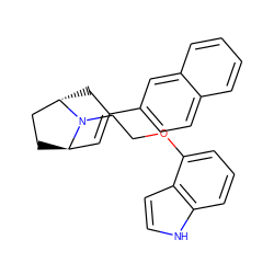 C1=C(c2ccc3ccccc3c2)C[C@H]2CC[C@H]1N2CCOc1cccc2[nH]ccc12 ZINC000101014996