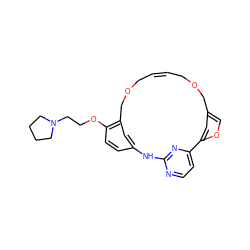 C1=C/COCc2cc(ccc2OCCN2CCCC2)Nc2nccc(n2)-c2cc(co2)COC/1 ZINC000084725489