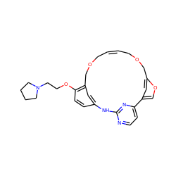 C1=C/COCc2cc(ccc2OCCN2CCCC2)Nc2nccc(n2)-c2coc(c2)COC/1 ZINC000084709453