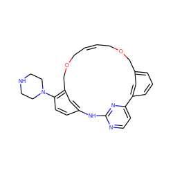 C1=CCOCc2cc(ccc2N2CCNCC2)Nc2nccc(n2)-c2cccc(c2)COC1 ZINC000254133763