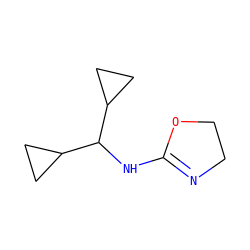 C1COC(NC(C2CC2)C2CC2)=N1 ZINC000000009708