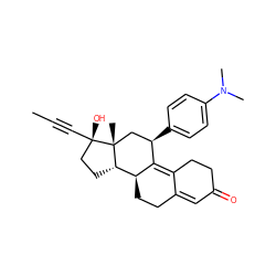 CC#C[C@@]1(O)CC[C@H]2[C@@H]3CCC4=CC(=O)CCC4=C3[C@H](c3ccc(N(C)C)cc3)C[C@]21C ZINC000007997920