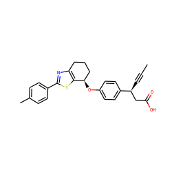 CC#C[C@@H](CC(=O)O)c1ccc(O[C@@H]2CCCc3nc(-c4ccc(C)cc4)sc32)cc1 ZINC000071334571