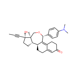 CC#C[C@]1(O)CC[C@H]2[C@@H]3CCC4=CC(=O)CCC4=C3[C@@H](c3ccc(N(C)C)cc3)OC[C@@]21C ZINC000043010258