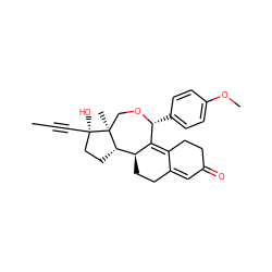 CC#C[C@]1(O)CC[C@H]2[C@@H]3CCC4=CC(=O)CCC4=C3[C@@H](c3ccc(OC)cc3)OC[C@@]21C ZINC000043077888