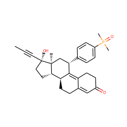 CC#C[C@]1(O)CC[C@H]2[C@@H]3CCC4=CC(=O)CCC4=C3[C@@H](c3ccc(P(C)(C)=O)cc3)C[C@@]21C ZINC000028950467