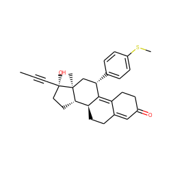 CC#C[C@]1(O)CC[C@H]2[C@@H]3CCC4=CC(=O)CCC4=C3[C@@H](c3ccc(SC)cc3)C[C@@]21C ZINC000034802077