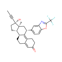 CC#C[C@]1(O)CC[C@H]2[C@@H]3CCC4=CC(=O)CCC4=C3[C@@H](c3ccc4oc(C(F)(F)F)nc4c3)C[C@@]21C ZINC000082151000