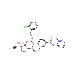 CC#C[C@]1(O)CC[C@H]2[C@@H]3CCc4cc(C(=O)Nc5cccnc5C)ccc4[C@H]3[C@@H](OCc3ccccc3Cl)C[C@@]21C ZINC001772642749