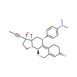 CC#C[C@]1(O)CC[C@H]2[C@@H]3OCC4=CC(=O)CCC4=C3[C@@H](c3ccc(N(C)C)cc3)C[C@@]21C ZINC000028703533