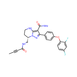 CC#CC(=O)NC[C@@H]1CCNc2c(C(N)=O)c(-c3ccc(Oc4ccc(F)cc4F)cc3)nn21 ZINC001772612794