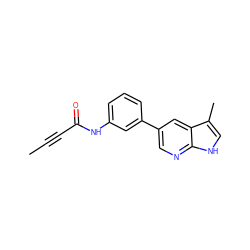 CC#CC(=O)Nc1cccc(-c2cnc3[nH]cc(C)c3c2)c1 ZINC000221073827